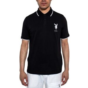 Sean John Playboy Mens Black Embroidered Logo Short Sleeve Polo Shirt NWT XL